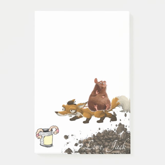 Bloco De Notas Verme do Rato Fox com Notas postadas (Frente)