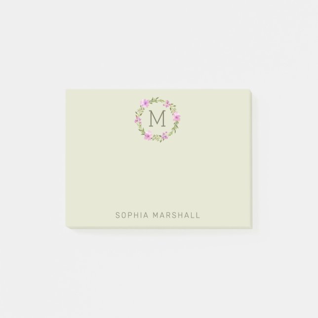 Bloco De Notas Vermelhidão Grafo Monograma Vermelhidão Floral (Frente)