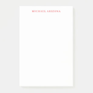 Bloco De Notas Vermelho Branco Minimalista Simples Moderno Nome P