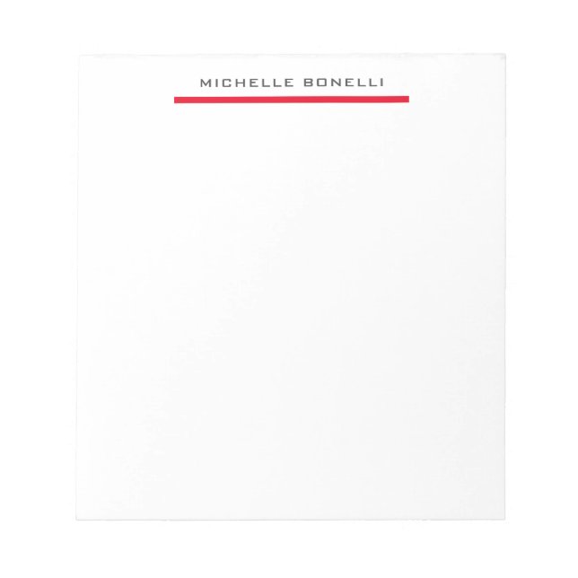 Bloco De Notas Vermelho Branco Profissional Simples Minimalista (Frente)