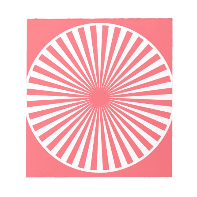 Bloco De Notas Vermelho Coral com Padrão de Círculo Branco (Frente)
