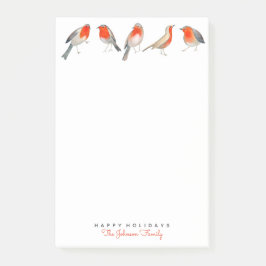 Bloco De Notas Vermelho e cinza lindos pássaros Natal Feriado