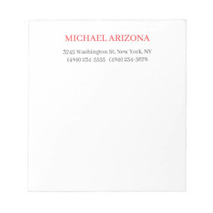 Bloco De Notas Vermelho Preto e Branco Minimalista Simples Modern
