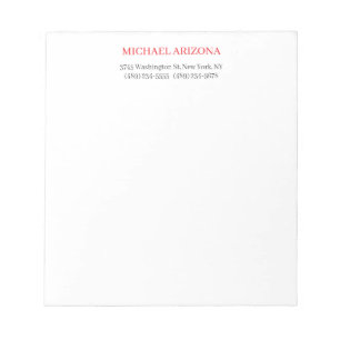 Bloco De Notas Vermelho Preto e Branco Minimalista Simples Modern