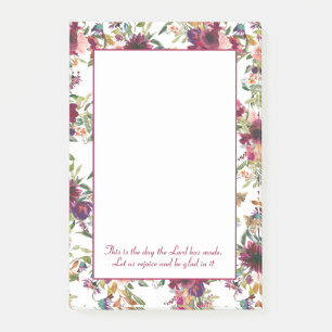 Bloco De Notas Verso da Bíblia Cristã Floral Cor-de-Rosa-Blush