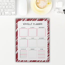 Bloco De Notas Vertical Undated Weekly Planner with Red Border