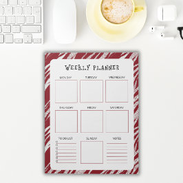 Bloco De Notas Vertical Undated Weekly Planner with Red Border