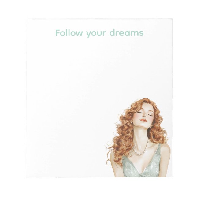 Bloco De Notas Vestido da Senhora Mint Cabeça Vermelha (Frente)