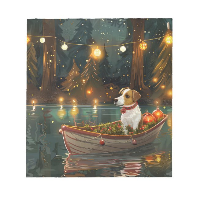 Bloco De Notas Viagem Festiva de Natal de Jack Russell (Frente)