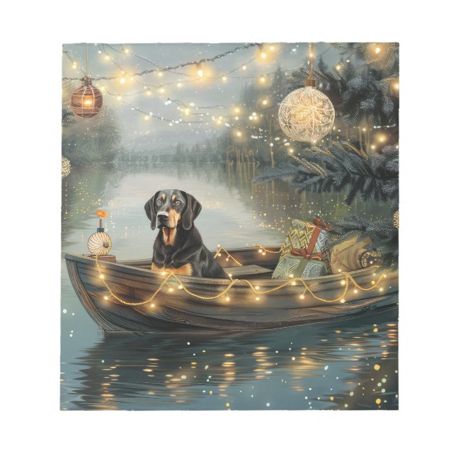 Bloco De Notas Viagem Festiva de Natal do Bluetick Coonhound (Frente)