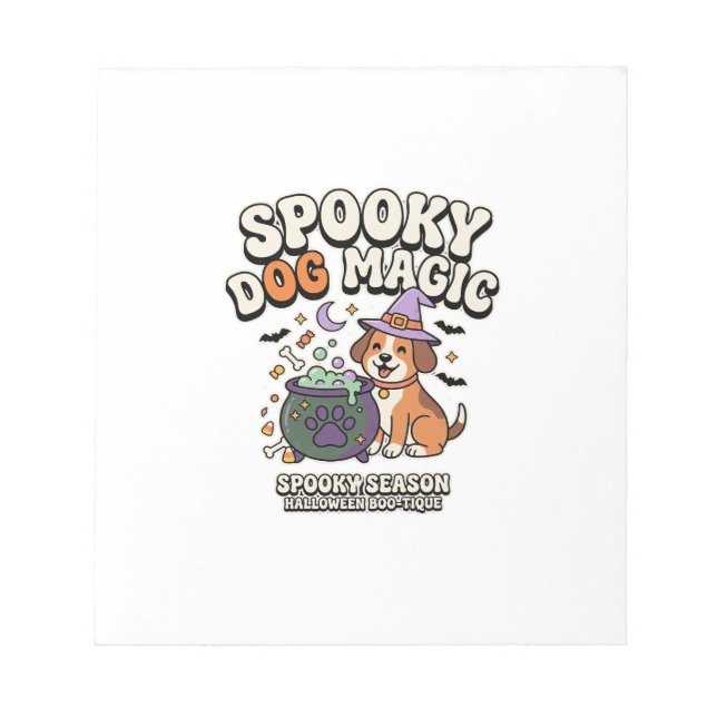 Bloco De Notas Vibes de Magia de Cachorro no Halloween (Frente)