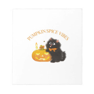 Bloco De Notas Vibrações de Tempero de Abóbora, Halloween, gato p