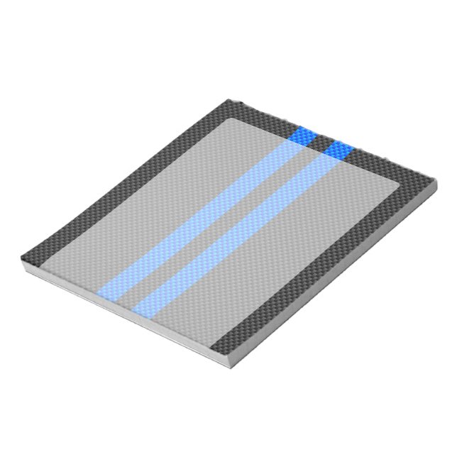 Bloco De Notas Vibrant Blue Carbon Fiber Style Racing Stripes (Invertido)