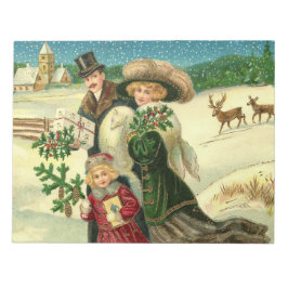 Bloco De Notas Victorian family in the snow Christmas scene