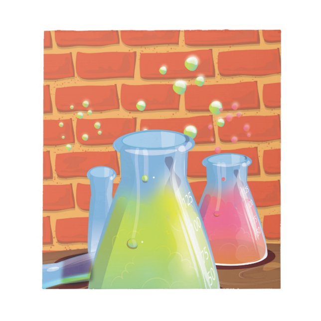 Bloco De Notas Vidro de desenho animado Equipamento científico em (Frente)