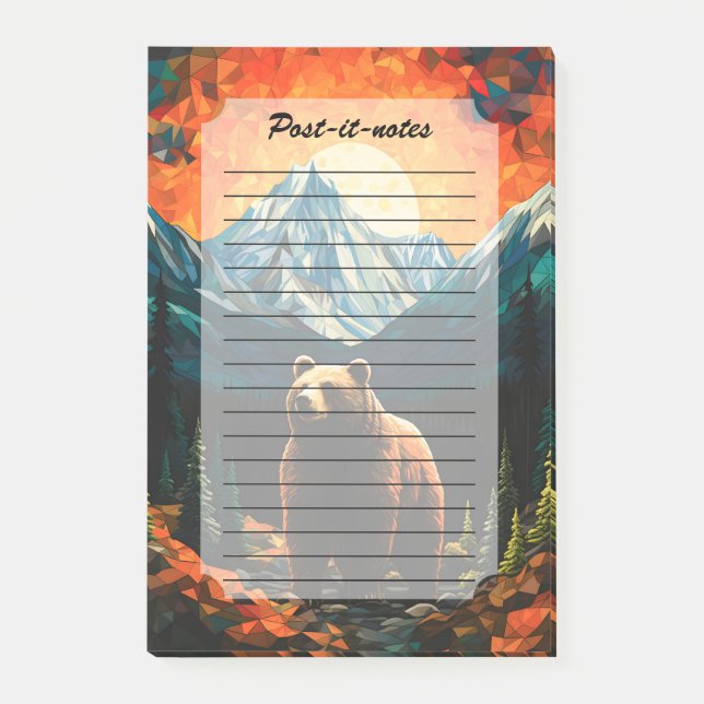 Bloco De Notas Vidro Selvagem Montanha Urso Sunset (Frente)