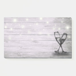 Bloco De Notas Vidros de Champanhe de Casamento Corda Madeira Rús
