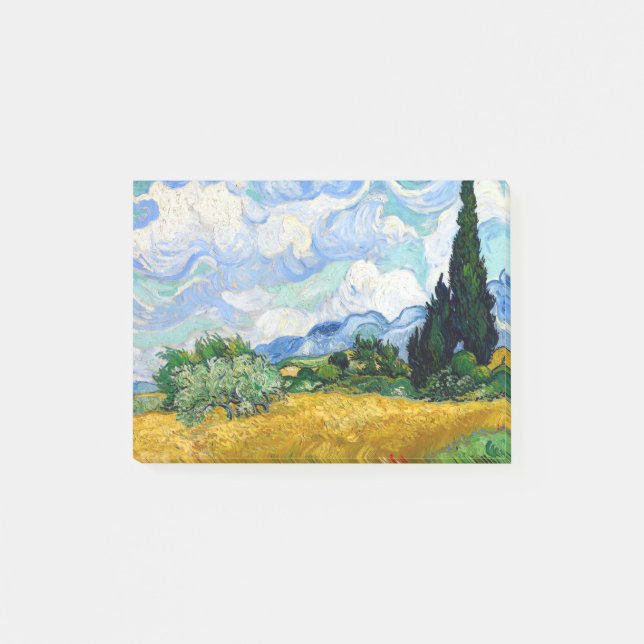 Bloco De Notas Vincent van Gogh Wheat Field com CyPrensas (Frente)
