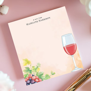 Bloco De Notas Vinha de Uvas e Vinho Tinto Nome Personalizado