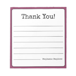 Bloco De Notas Vinho Colorido Retro Obrigado Seu Nome Linha