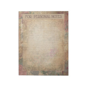 Bloco De Notas Vintage antigo elegante abstrato floral efêmero