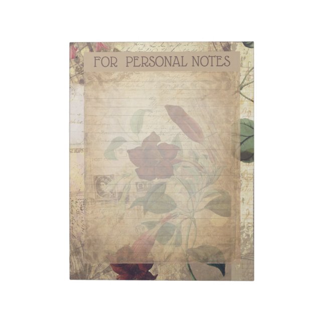 Bloco De Notas Vintage antiquado, troveoleira vermelha, abstrato  (Invertido)