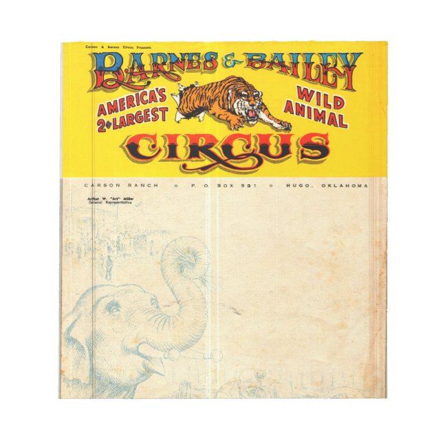 Bloco De Notas Vintage Barnes & Bailey Circus (Frente)