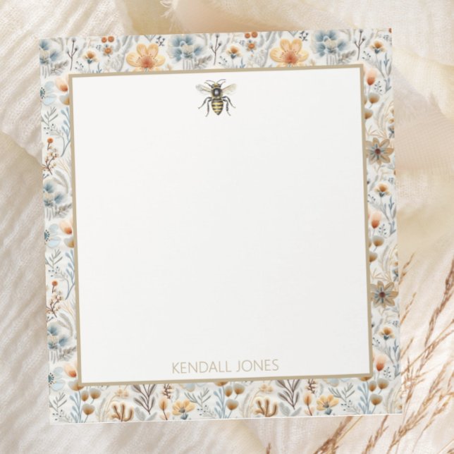 Bloco De Notas Vintage Bee Blue Wildflower Custom (Criador carregado)