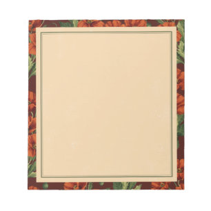 Bloco De Notas Vintage Bloom Papoulas Carmesim