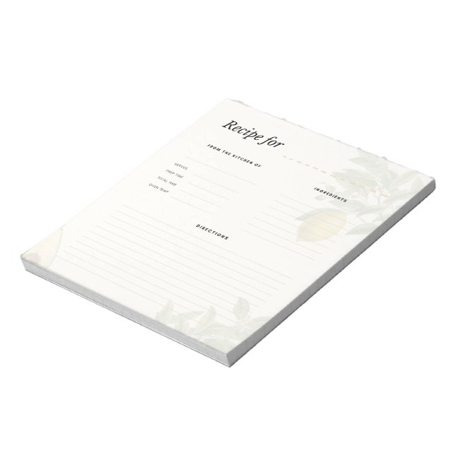 Bloco De Notas Vintage Botanical Recipe Notepad (Invertido)