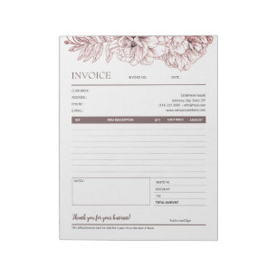 Bloco De Notas Vintage Brown Floral Art Business Fatura Modelo