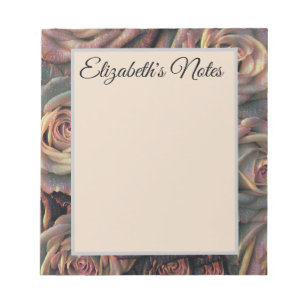 Bloco De Notas Vintage Brown, laranja, pintura de padrão de rosas