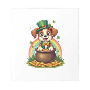 Bloco De Notas Vintage Cachorro Lucky Leprechaun Arco-íris Pote d