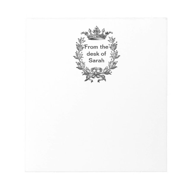 Bloco De Notas Vintage Crown e Wreath Art (Frente)
