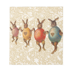 Bloco De Notas Vintage Easter Bunnies dança com fantasias de ovo