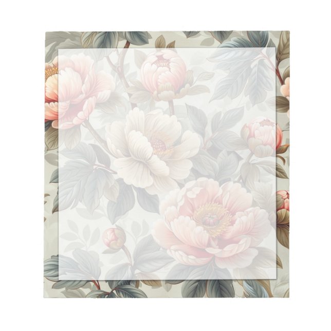 Bloco De Notas Vintage elegante floral (Frente)