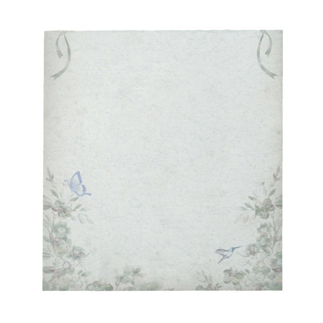 Bloco De Notas Vintage Floral Blue Wedding (Frente)