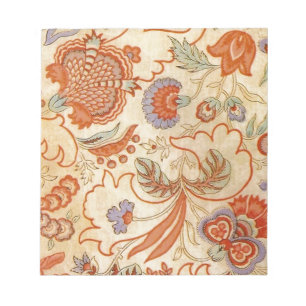 Bloco De Notas Vintage Floral Francês Chintz Antiquado Terracota