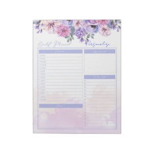Bloco De Notas Vintage Floral Lavanda Purple Daily Planner To Do