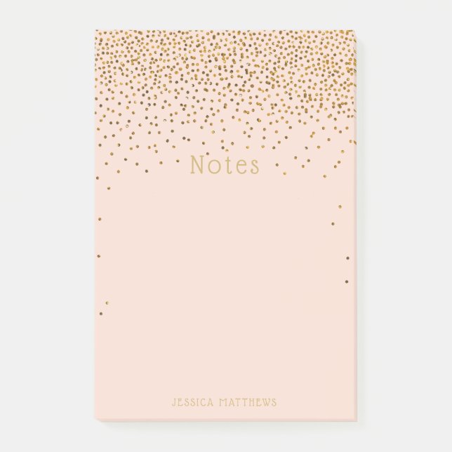 Bloco De Notas Vintage Glam Dourado Confetti Cor-de-rosa (Frente)