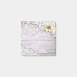 Bloco De Notas Vintage Lace Sunflower String Luz Madeira Rústica