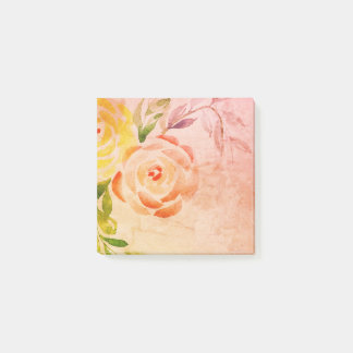 Bloco De Notas Vintage Look Floral Watercolor Posta Notas