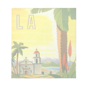 Bloco De Notas Vintage Los Angeles, Missão da Califórnia com Palm