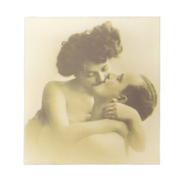 Bloco De Notas Vintage love couple kissing sepia illustration