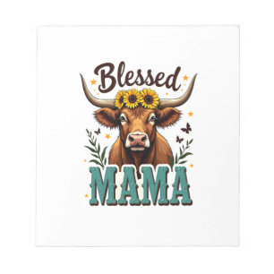 Bloco De Notas Vintage Mãe Abençoada Vaca das Terras Altas Girass