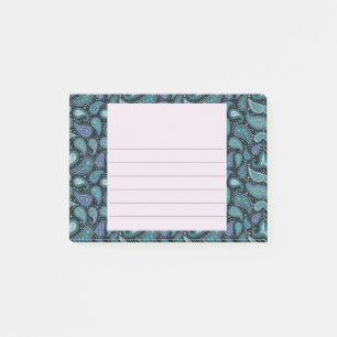 Bloco De Notas Vintage Paisley Blue Teal Floral