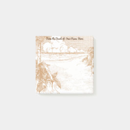 Bloco De Notas Vintage Palm Tree Beach Etching Editable Sticks