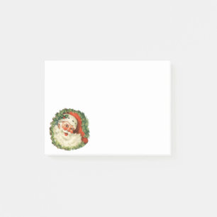 Bloco De Notas Vintage Papai Noel com Pine Wreath