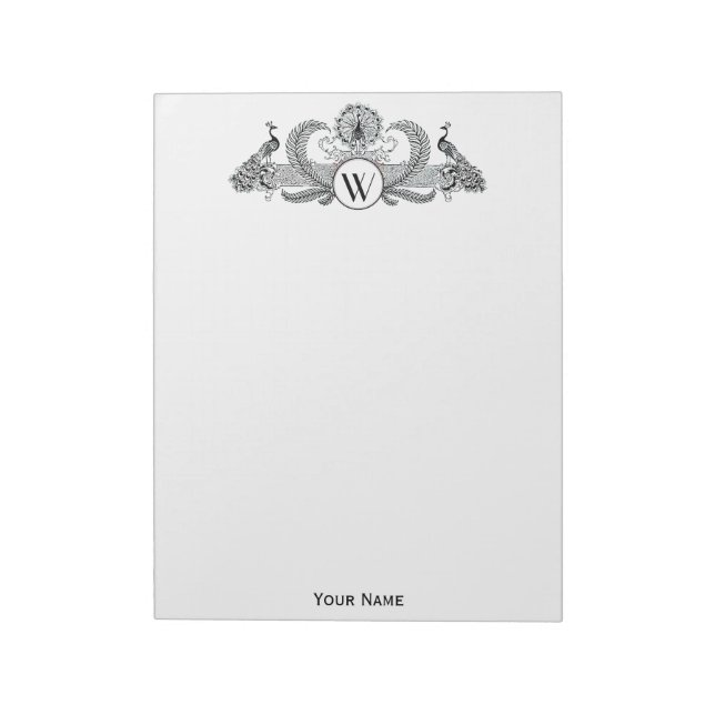 Bloco De Notas Vintage Peacocks Monograma (Invertido)