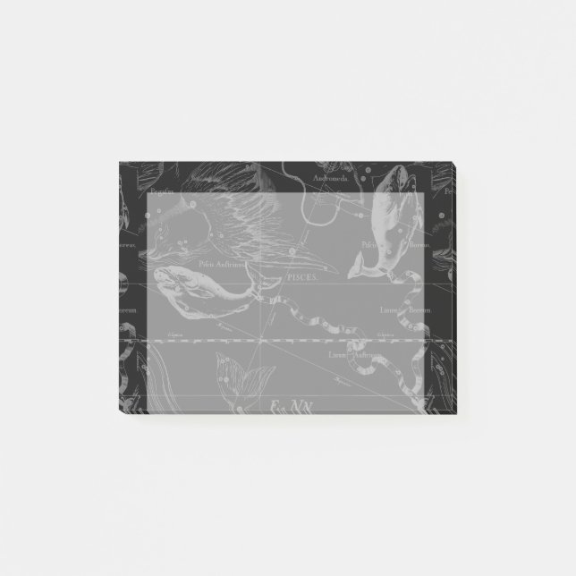 Bloco De Notas Vintage Peixes Constelação Hevelius Engrave (Frente)